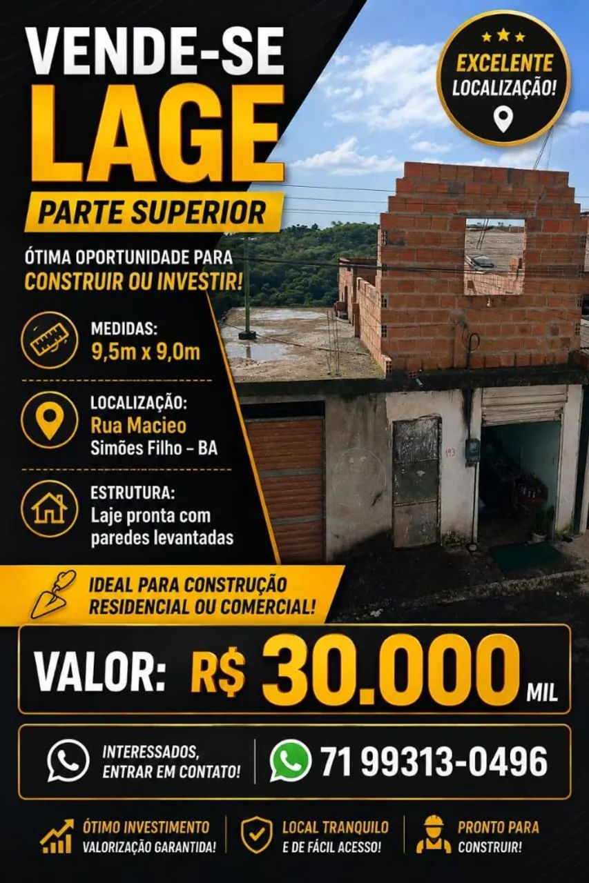 Laje com 9 , 5 x 9,0 