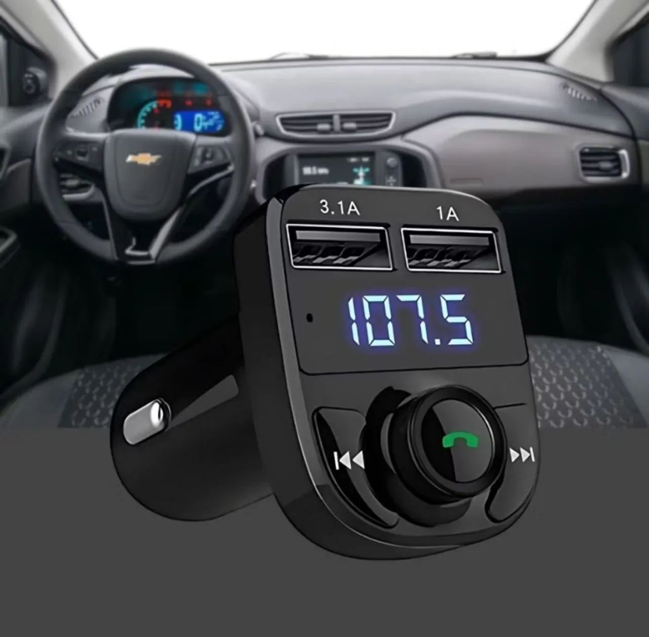 CARREGADOR VEICULAR COM TRANSMISSOR BLUETOOTH FM - Foto 3