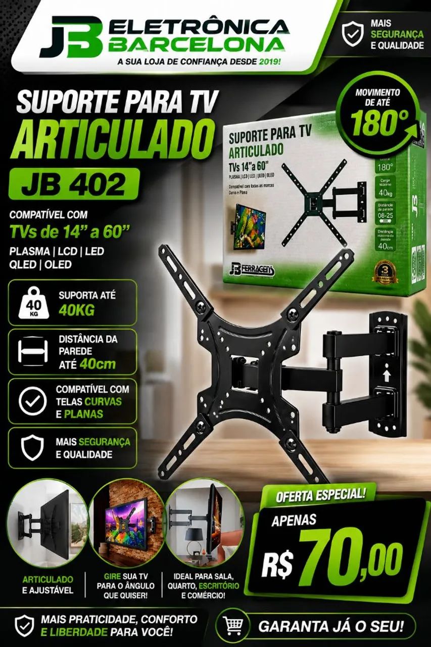 Suporte para TV Tri Articulado 14" a 60" Polegadas 