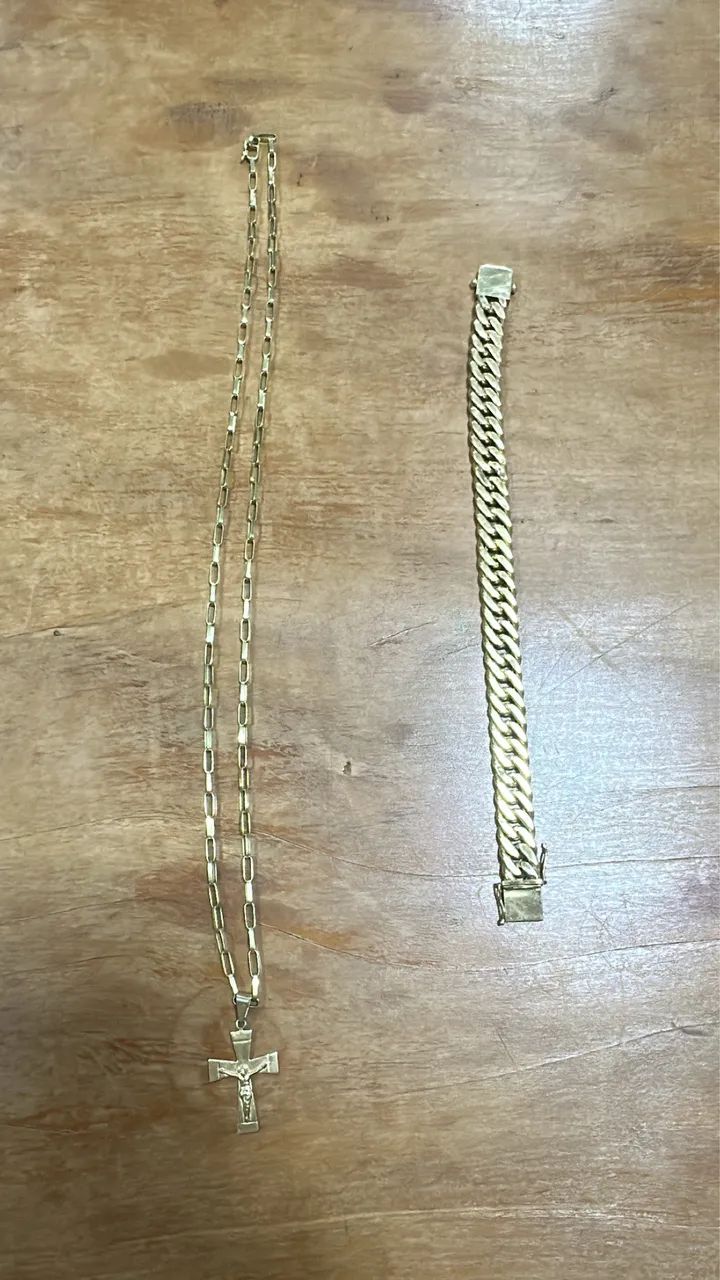 Corrente e pulseira de ouro 18k