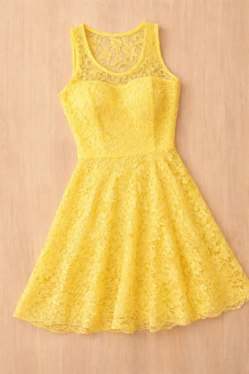 Vestido Amarelo de Renda 