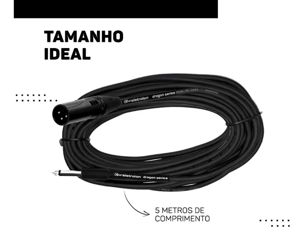 Cabo 5 metros P10 Macho para XLR Eletron - Foto 5