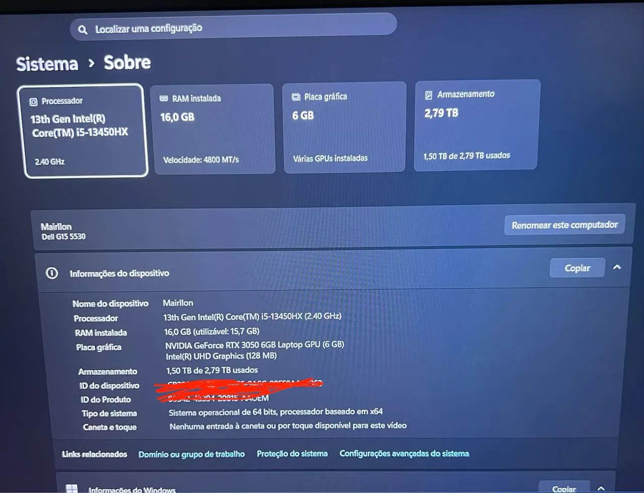 Notebook Dell G15 5530 RTX 3050 6GB - Foto 2