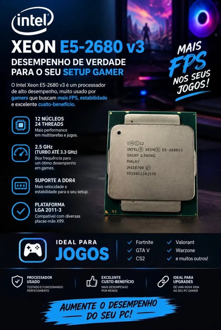 Intel Xeon E5-2680 V3 12 Núcleos 24 Threads - LGA 2011-3