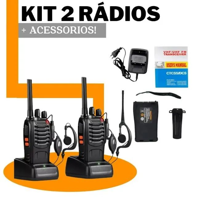 Par Rádio Walkie Talkie com alcance até 4km