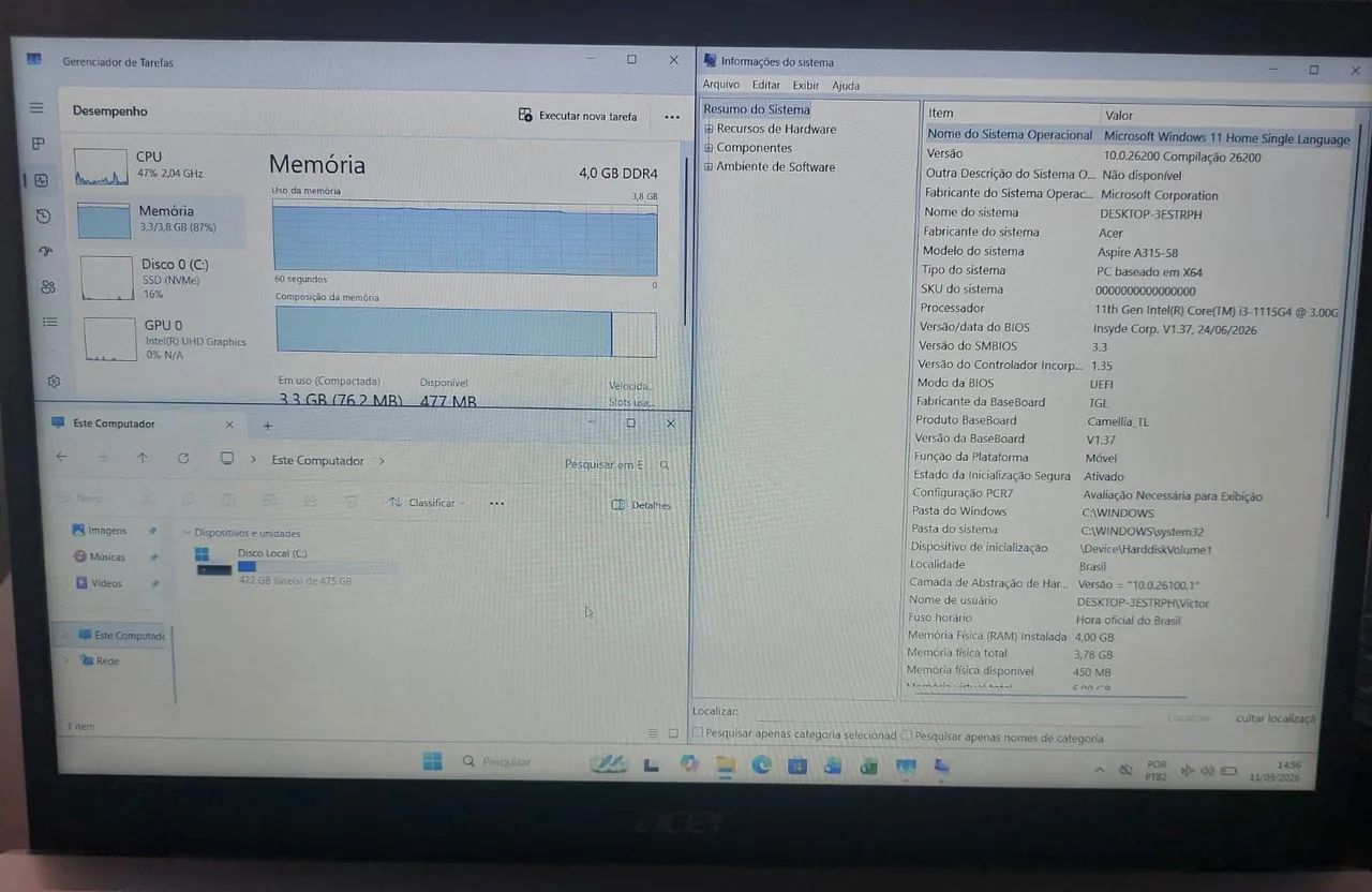 Notebook Acer A315-58