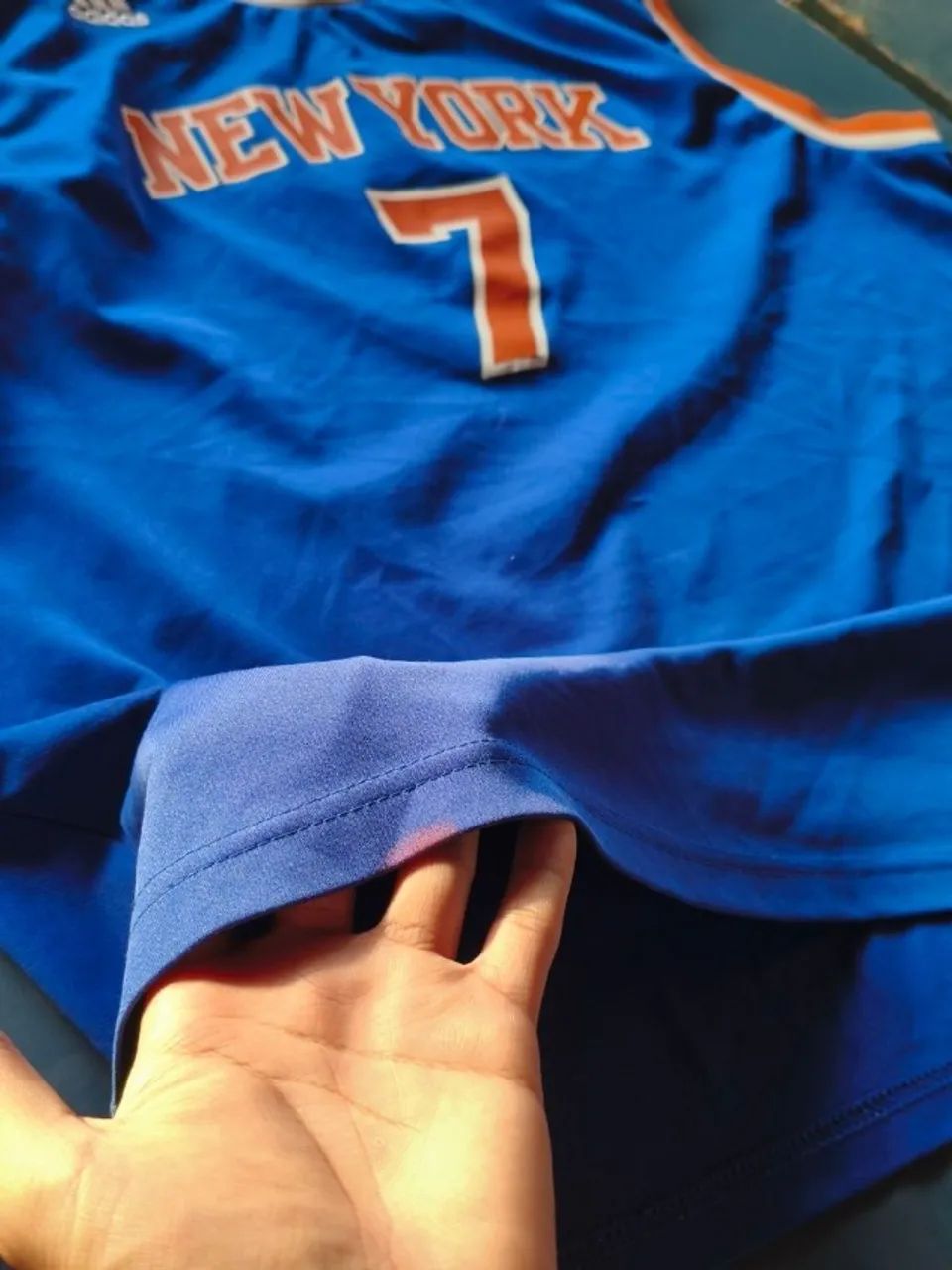 jersey original new york knicks #7 carmelo anthony azul adidas
