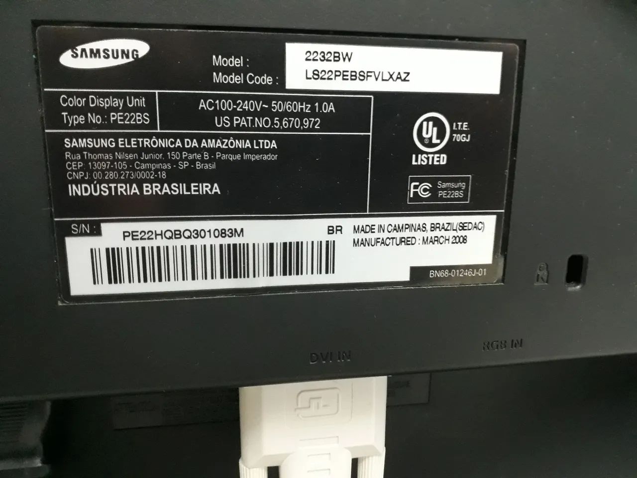 Monitor Samsung SyncMaster 2232bw  - Foto 5