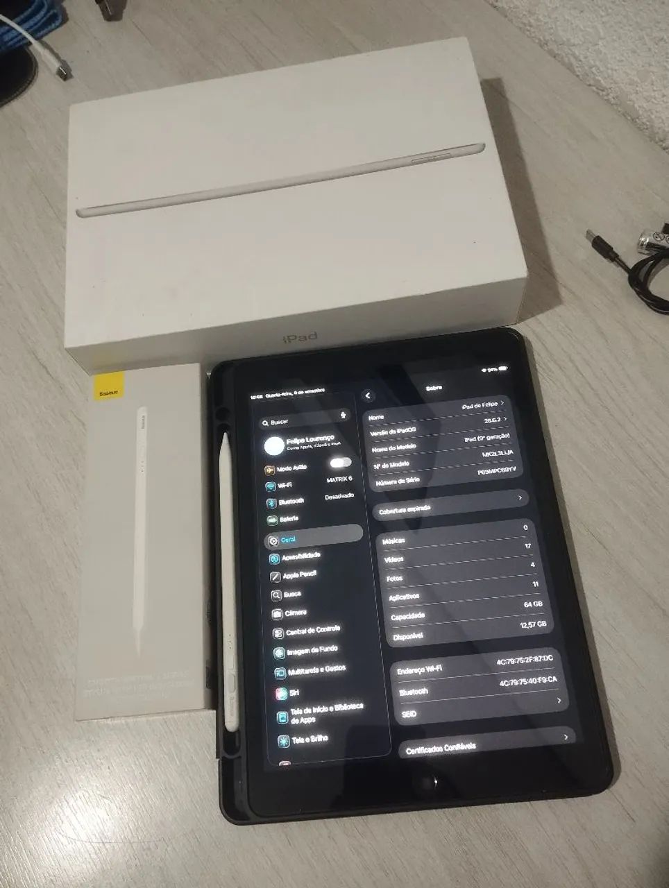 iPad 9ª Geração 64GB Wi-Fi - Perfeito Estado + Caneta + Capa