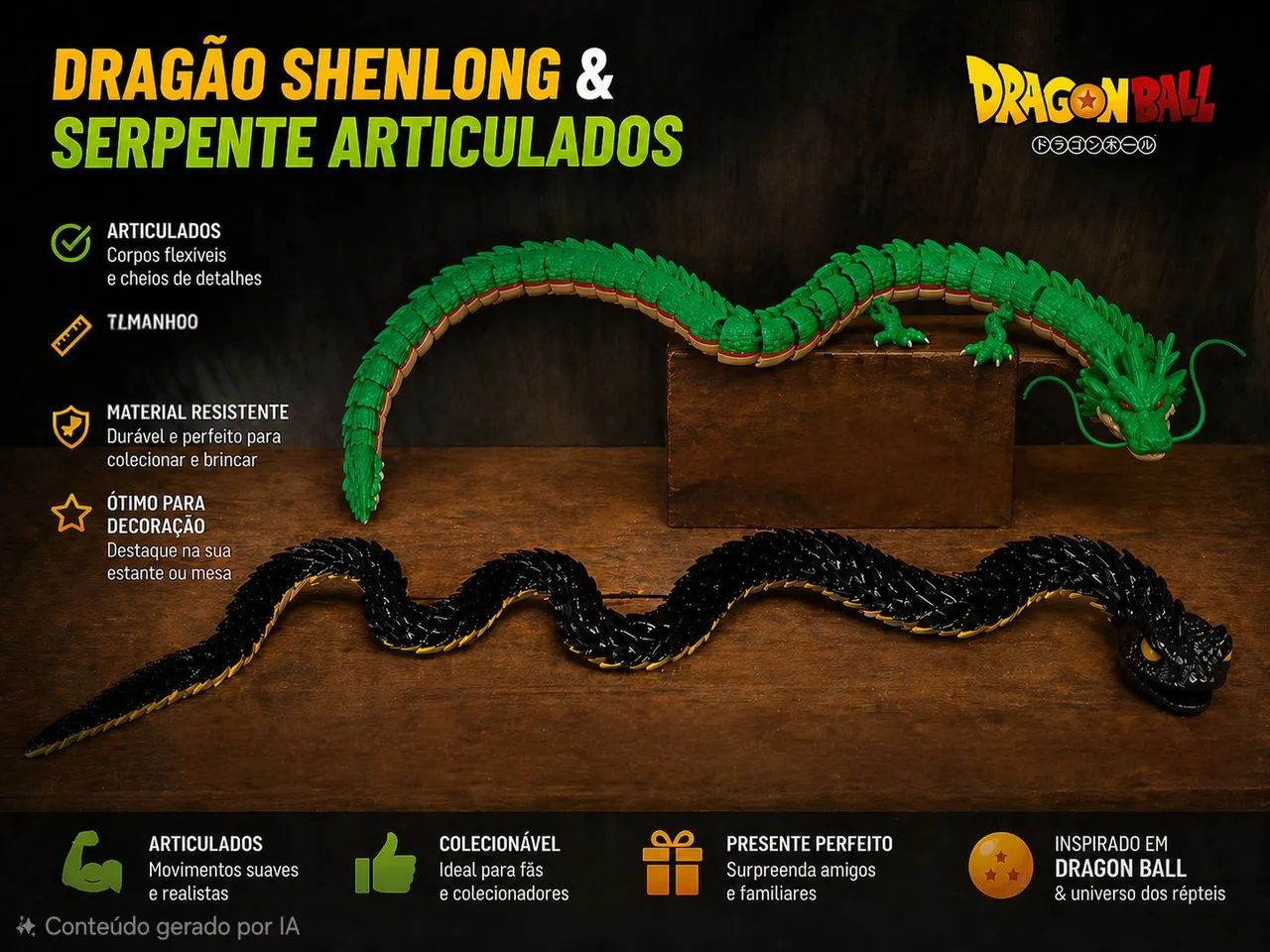 Dragão ShenLong e serpente Articulados