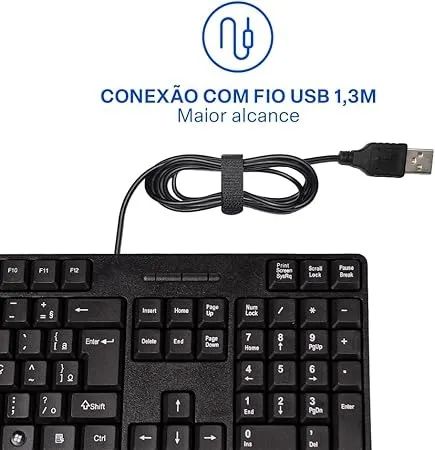 Teclado com Fio Multi USB com Layout ABNT2- Teclas Silenciosas - Design Slim - Foto 5