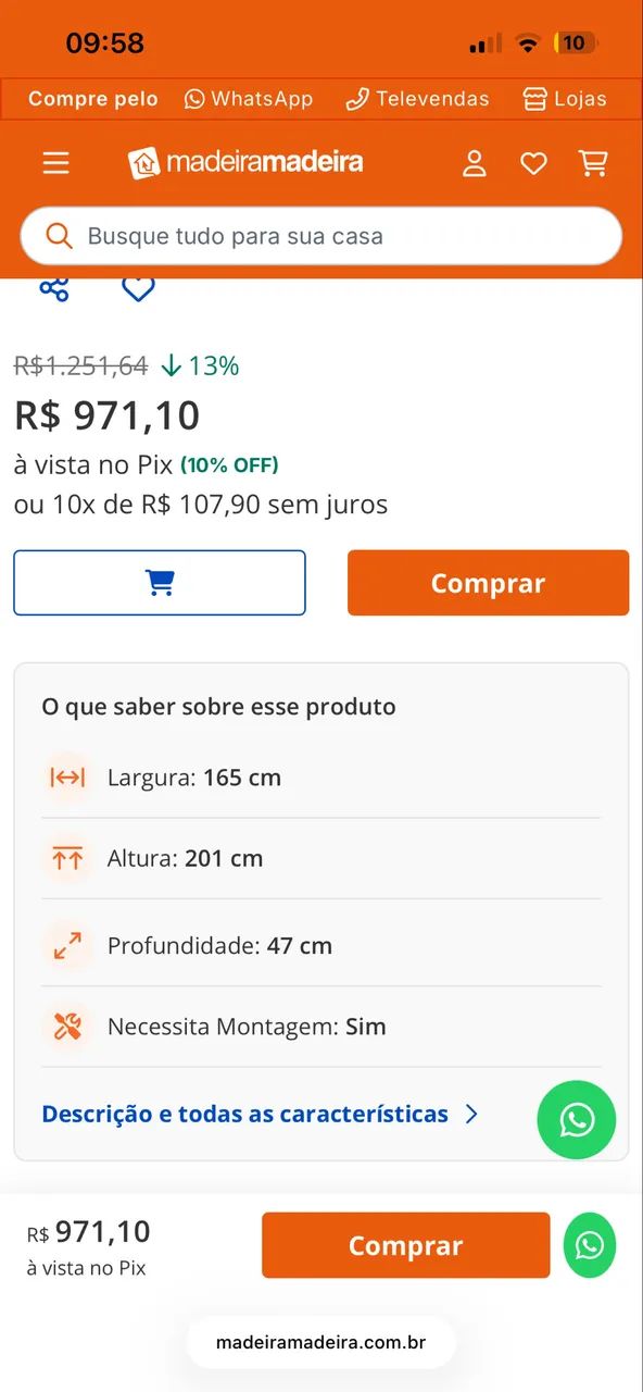 GUARDA ROUPA 4 PORTAS COM ESPELHO 3 GAVETAS - Foto 2