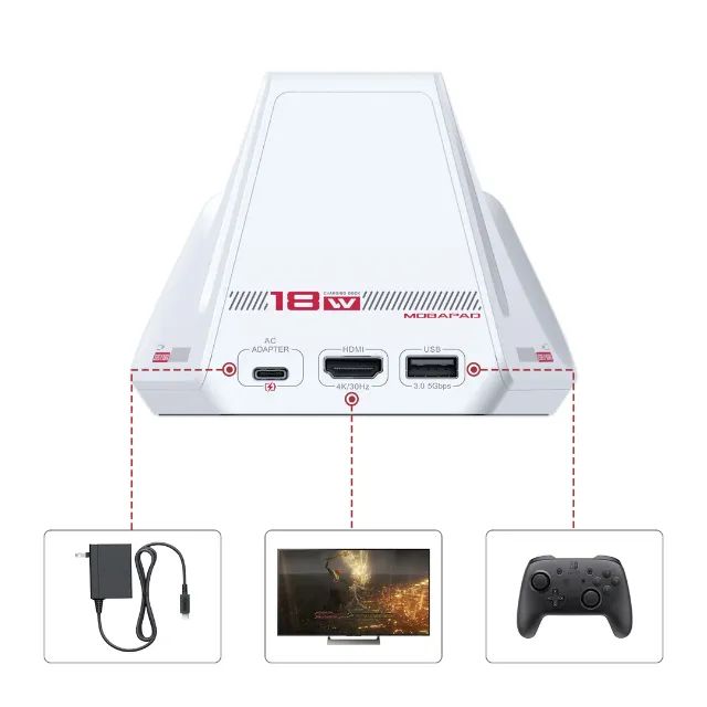 Charging Dock Mobapad A1 Nintendo Switch TV Carregamento Joy-Cons, Pro Controller HDMI USB - Foto 5