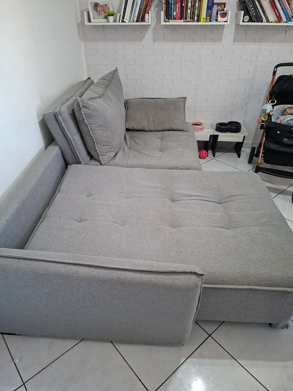 Sofá sem caixa retrátil 2 m e 30 cinza - Foto 5