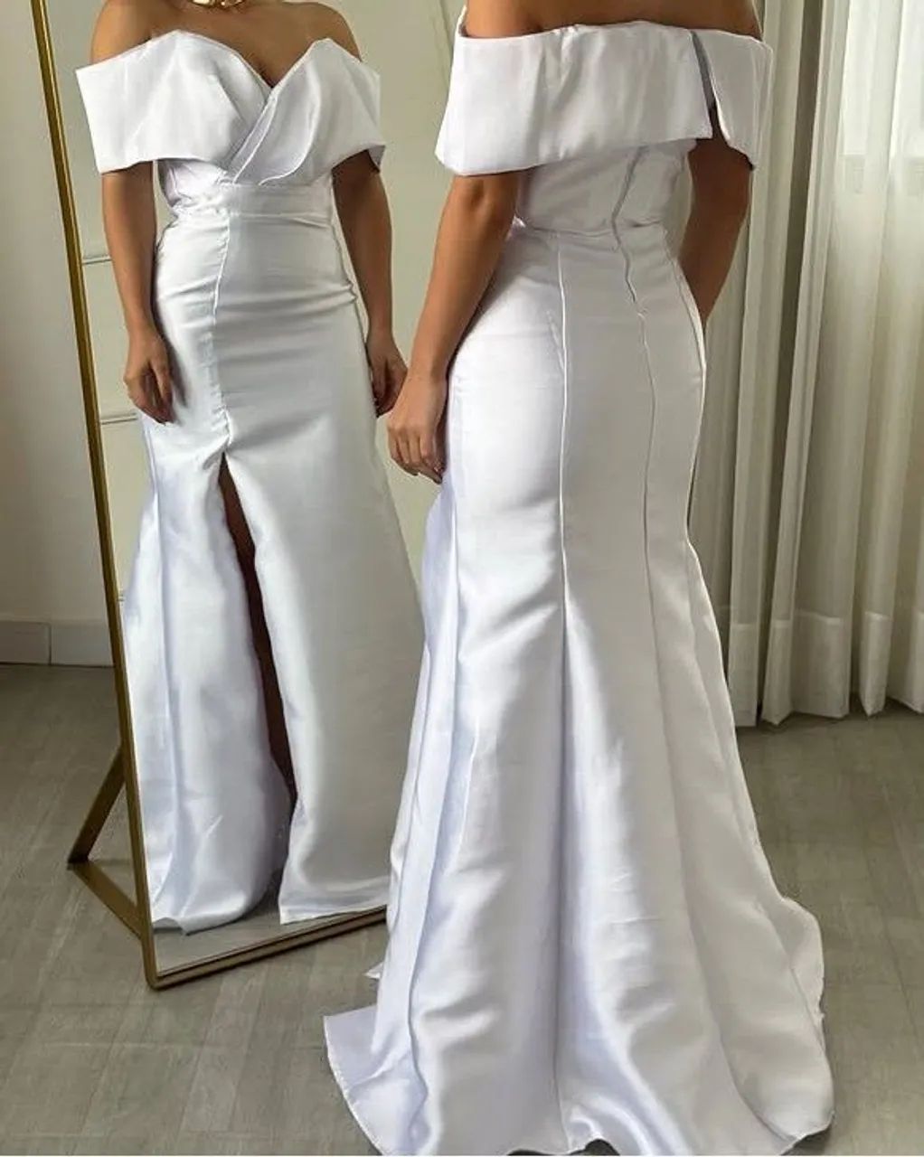 Vestido longo Branco em Zibeline - Foto 4