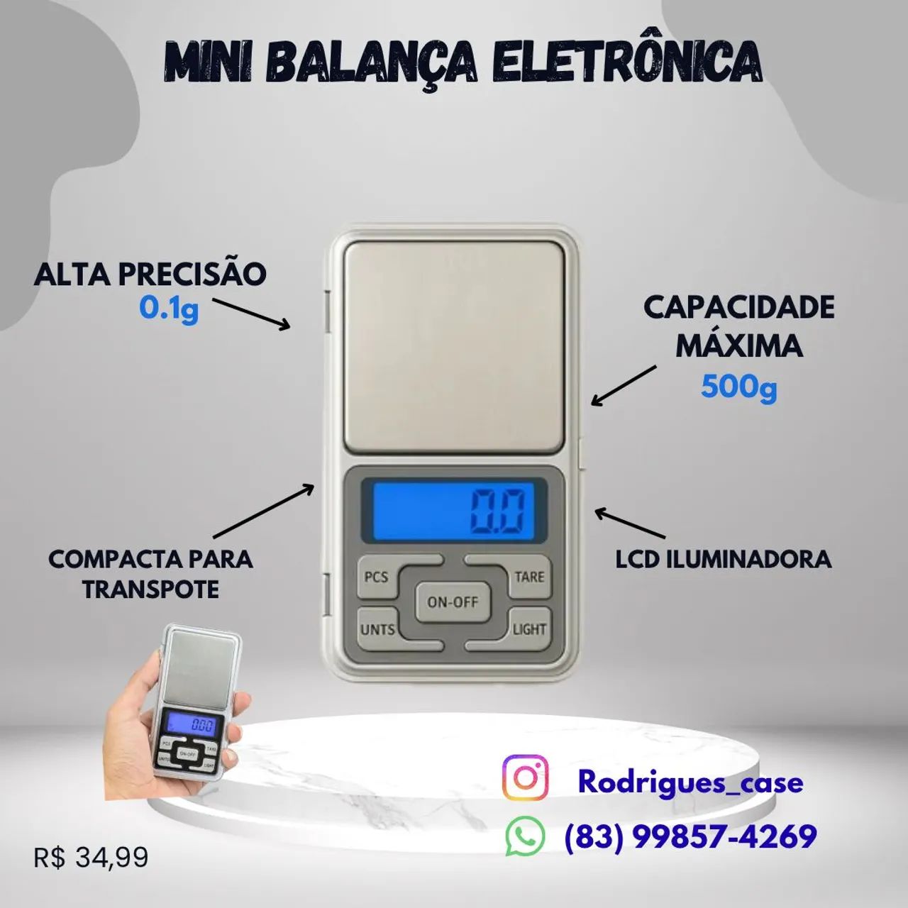 MINI BALANÇA DIGITAL DE ALTA PRECISÃO 