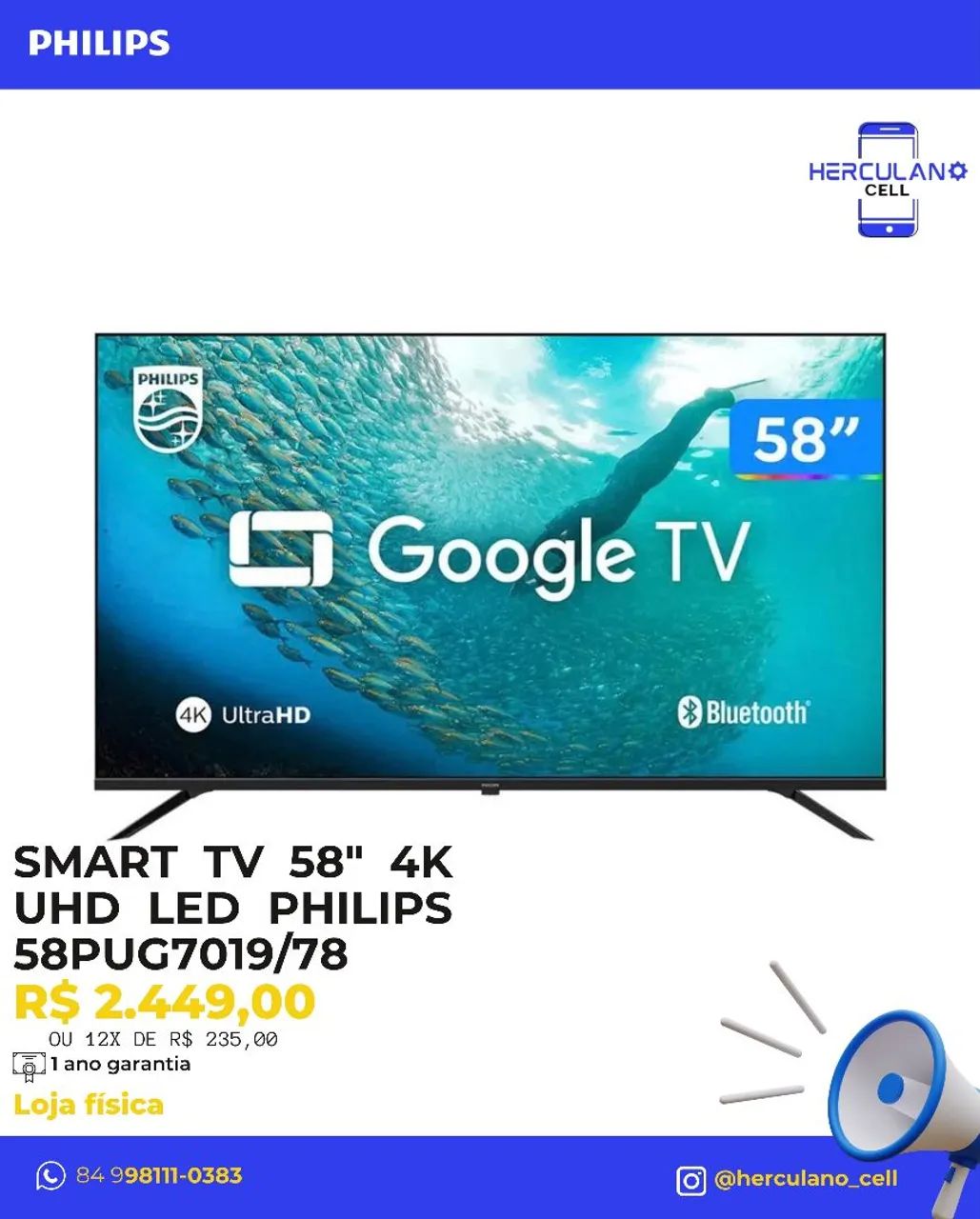 Vendo tv Philips 58 polegadas 58pug/7019/78 lacrado 