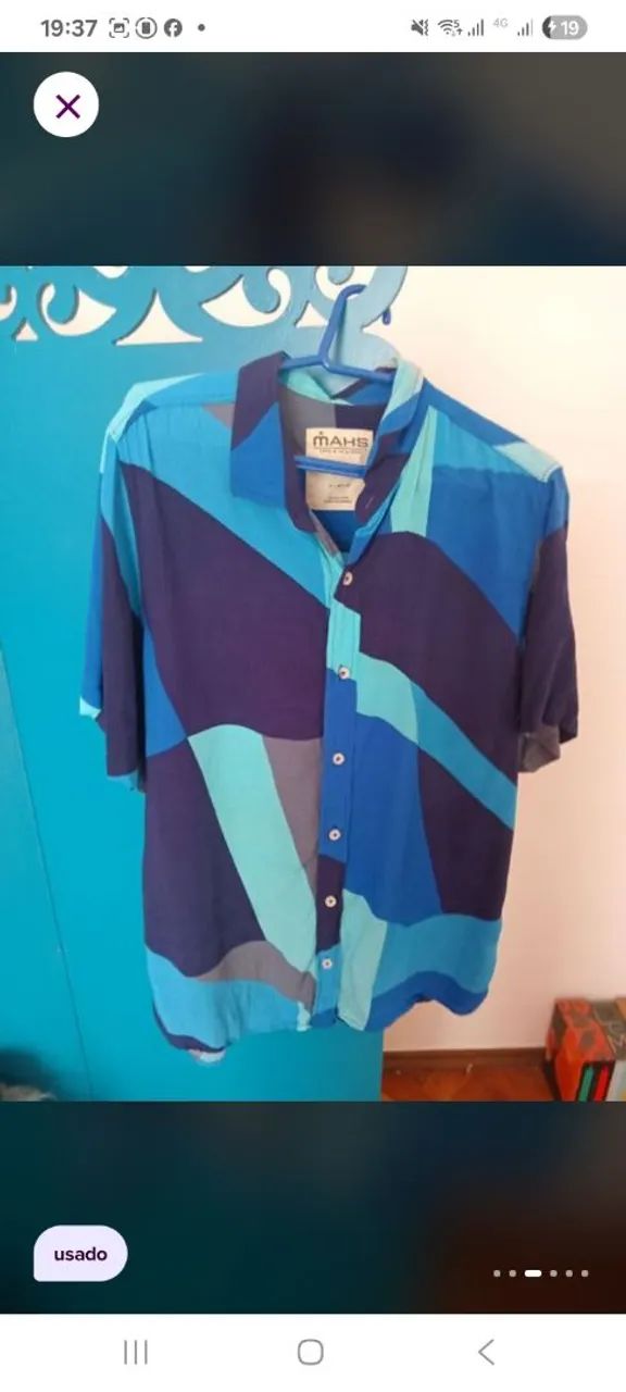 Camisa estampada azul da marca Mahs - Foto 3
