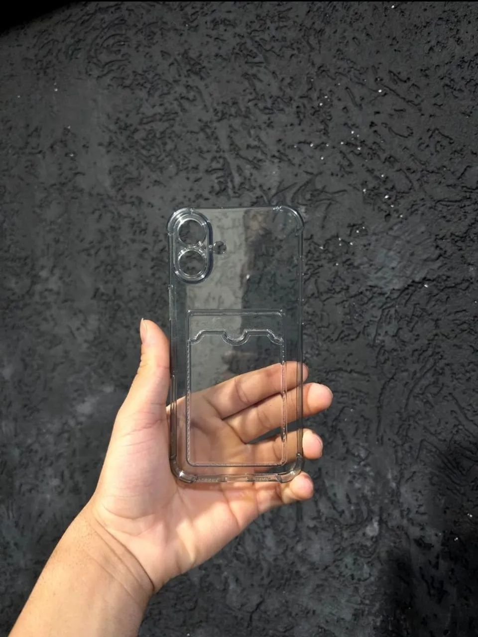 Capinha porta cartão Iphone 16 PLUS<br>Transparente Black - Foto 3