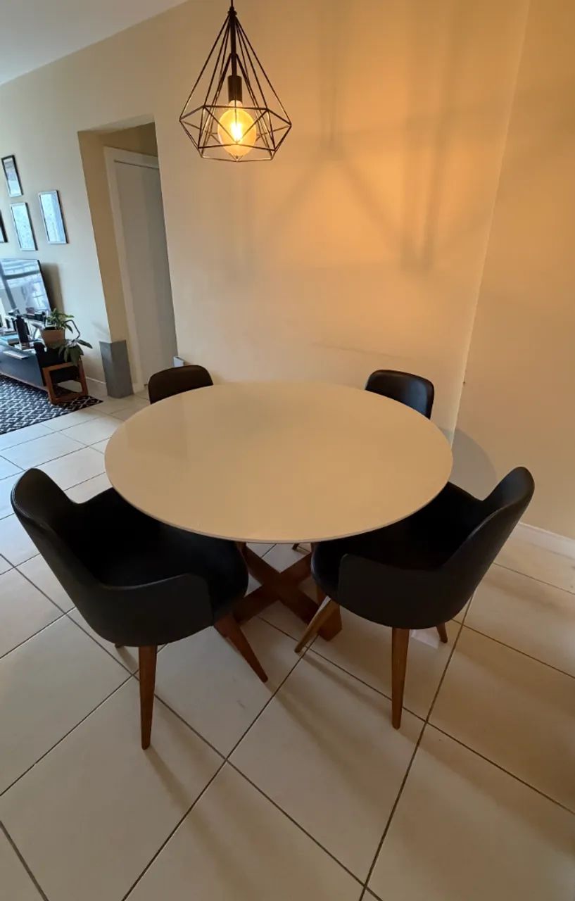 Mesa de Jantar Redonda de Vidro e Madeira - Foto 3