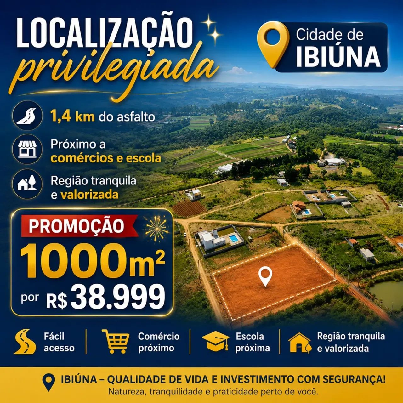 Lotes grandes 20x50,ideal para sua chácara.