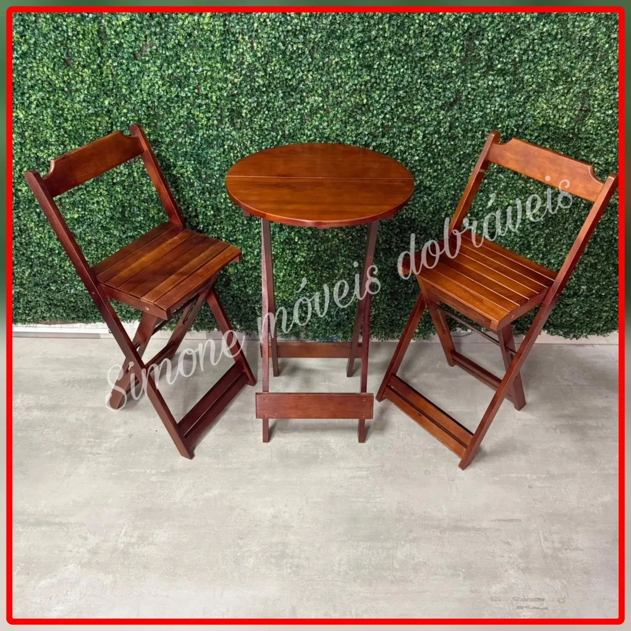 Mesa bistro dobrável com 2 bancos 