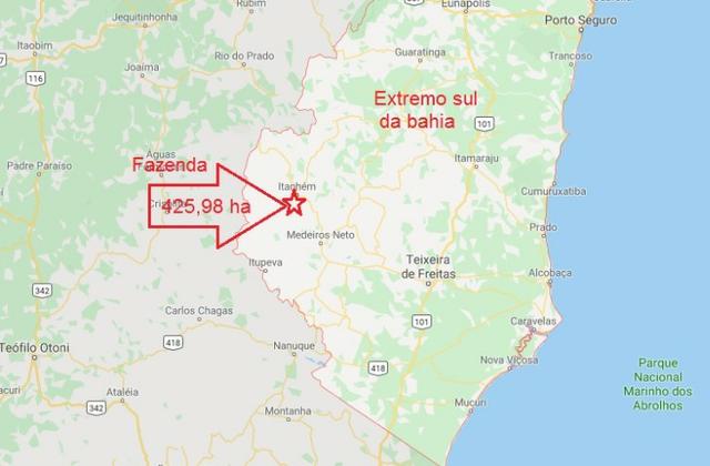 Vende-se Fazenda 425,98 ha no Extremo Sul da Bahia - Itanhém
