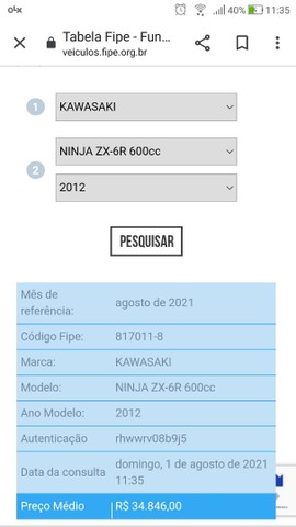 MOTO KAWASAKI NINJA ZX-6R 2012 PRETA