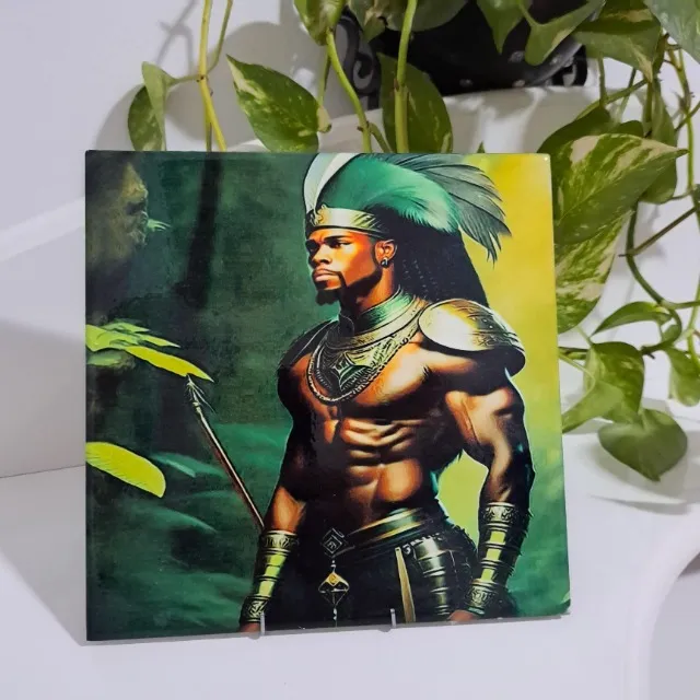 Azulejo com Suporte - 20x20 cm - Orixá Oxóssi / Umbanda