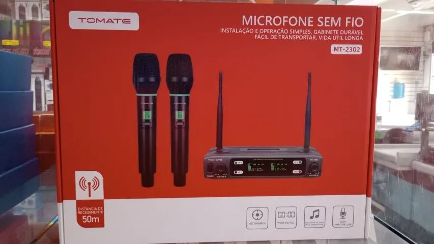 Microfone Sem Fio Wireless Profissional Tomate Mt-2302 Uhf Cor Preto - Foto 2