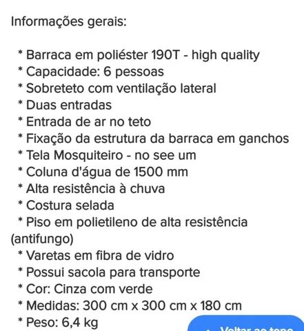 Barraca de camping guepardo  Vênus 6 pessoas - Foto 2