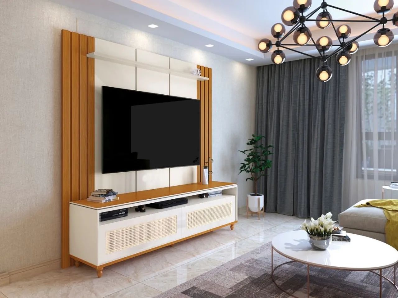 Rack com Painel Ripado Lateral Haddock l655