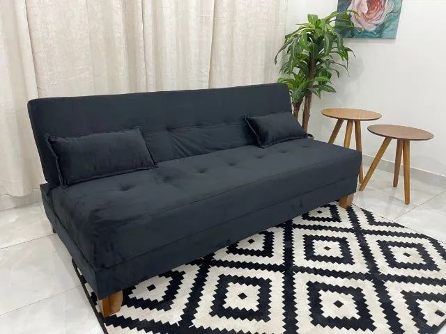 Promoção! Sofá Cama Casal Arpoador Preto  Até 12x - Frete Grátis