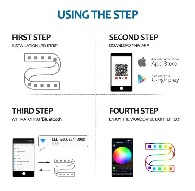 Fita de led RGB de 5 metros controle e aplicativo  - Foto 2