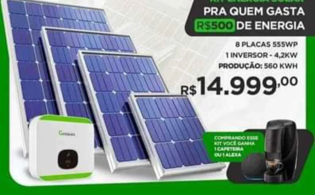 Kit Energia Solar 280 kWh - R$8.299,00 - Foto 4