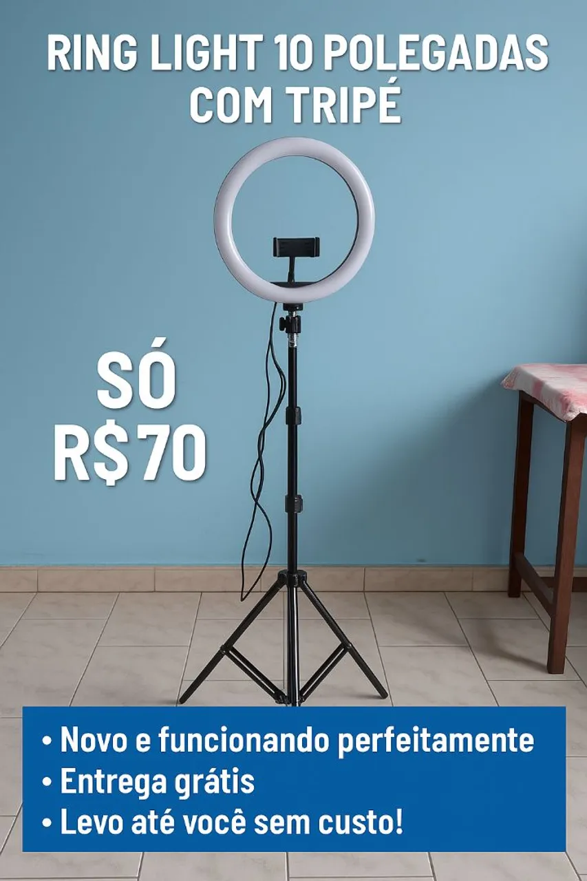 Ring Light 10 Polegadas com Tripé - R$70
