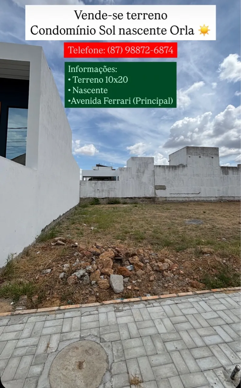 Terreno Condomínio Sol nascente orla