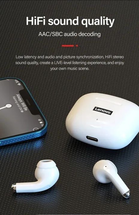 Baixou! Fone Bluetooth Lenovo LivePods LP40 Pro Branco - Foto 3