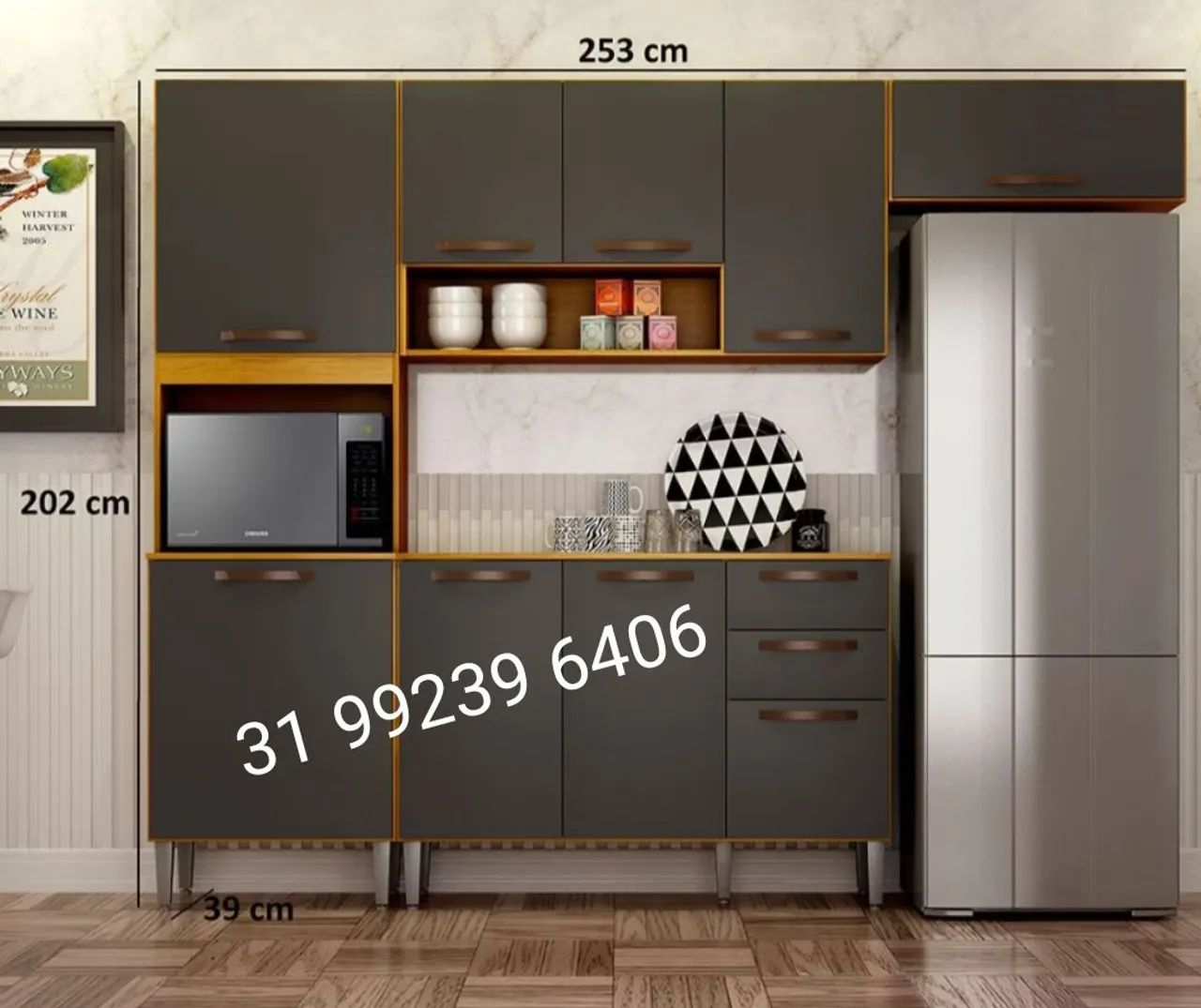 Armário de Cozinha Completo - 2,53 largura - Novo