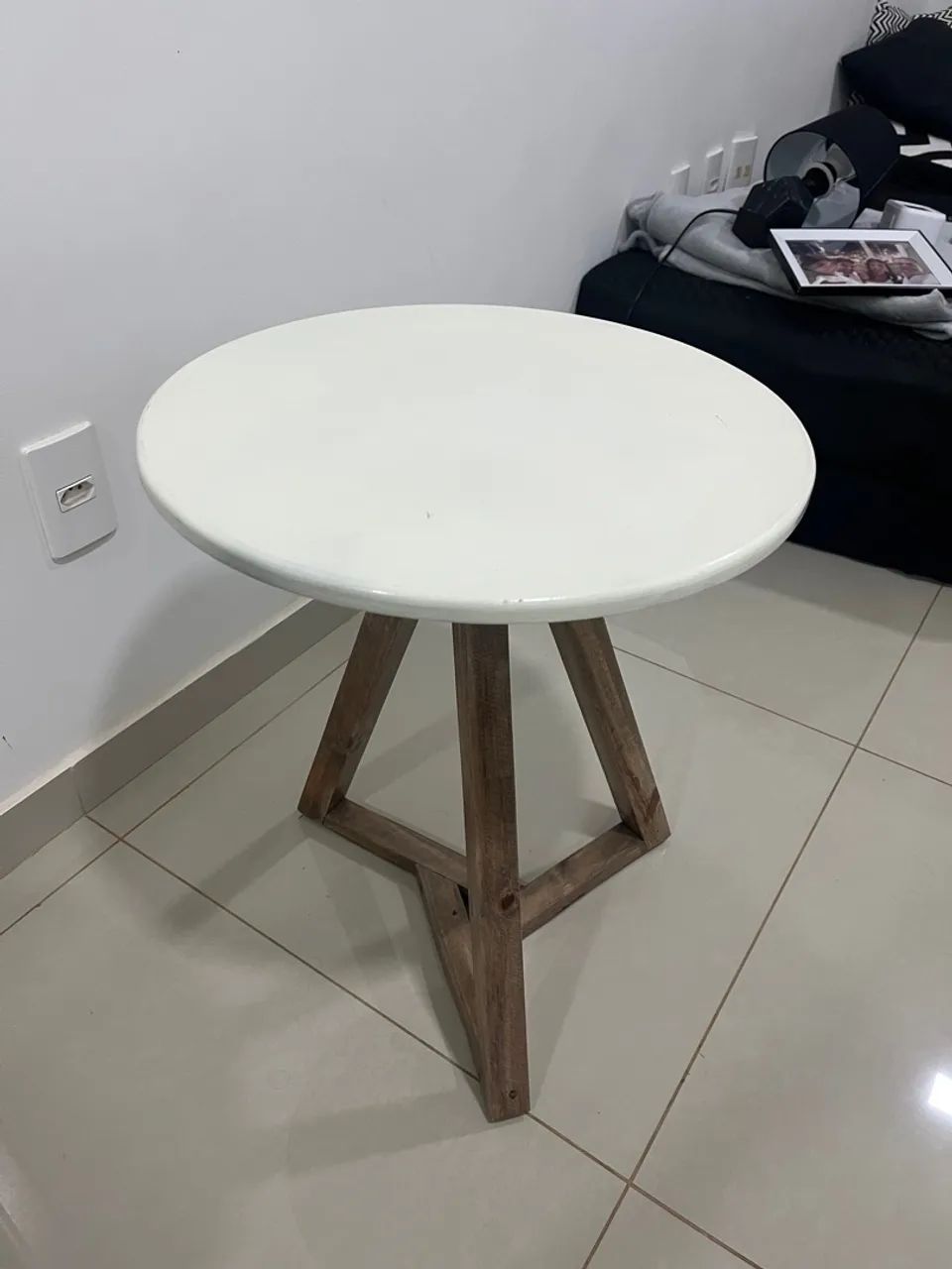 Mesa de canto redonda branca  - Foto 2
