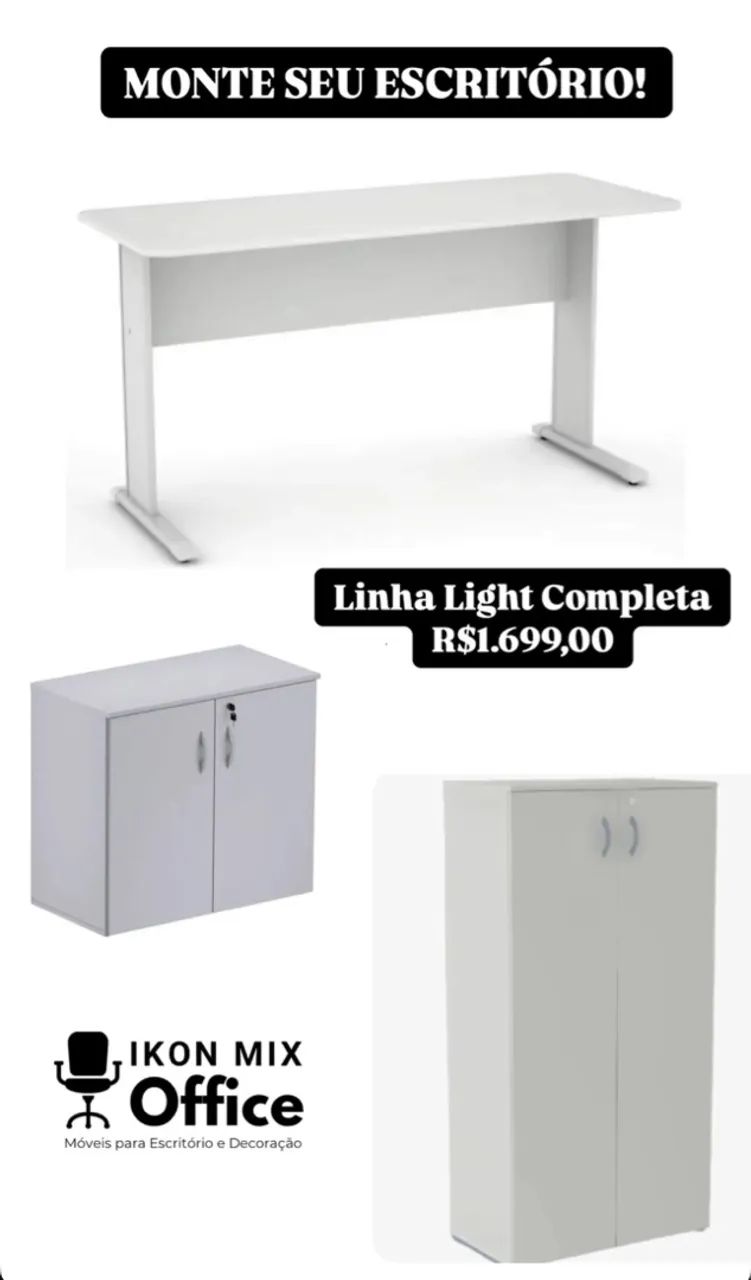 CONJUNTO MÓVEIS PARA ESCRITÓRIO MESA E ARMÁRIOS  - Foto 2
