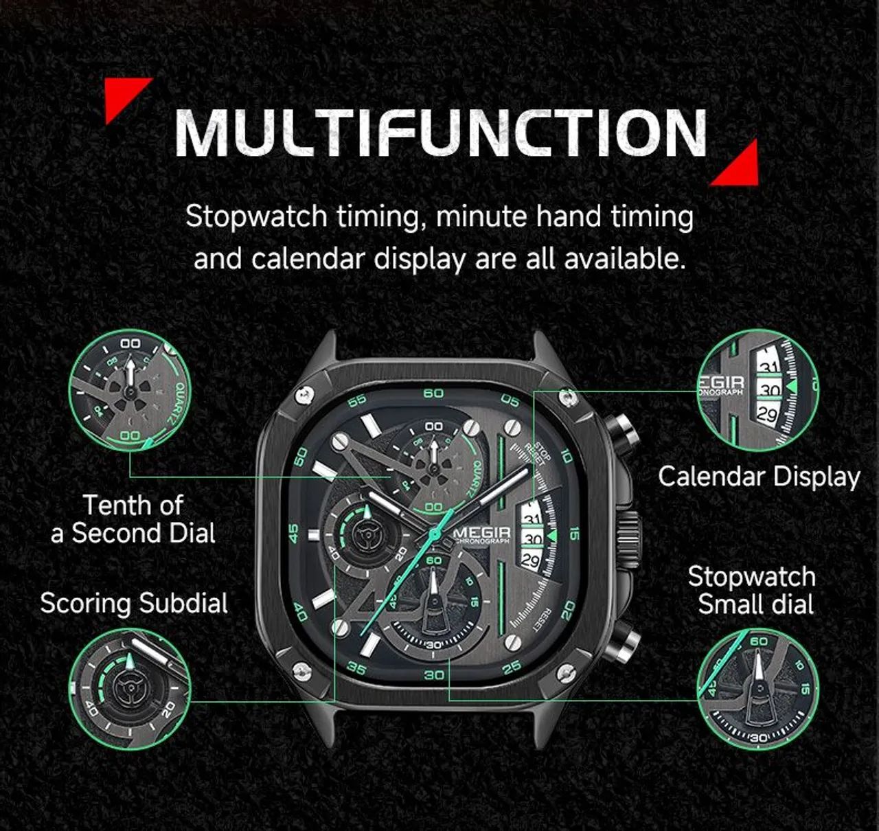 MEGIR 2217G - Relógio Sport/Luxo com Cronógrafo 100% Funcional e 2 Pulseiras - Foto 2