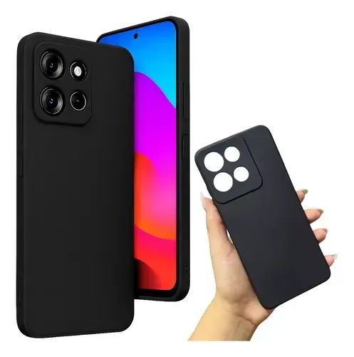 Capa Capinha Silicone Aveludada Preta Para Motorola Moto G15