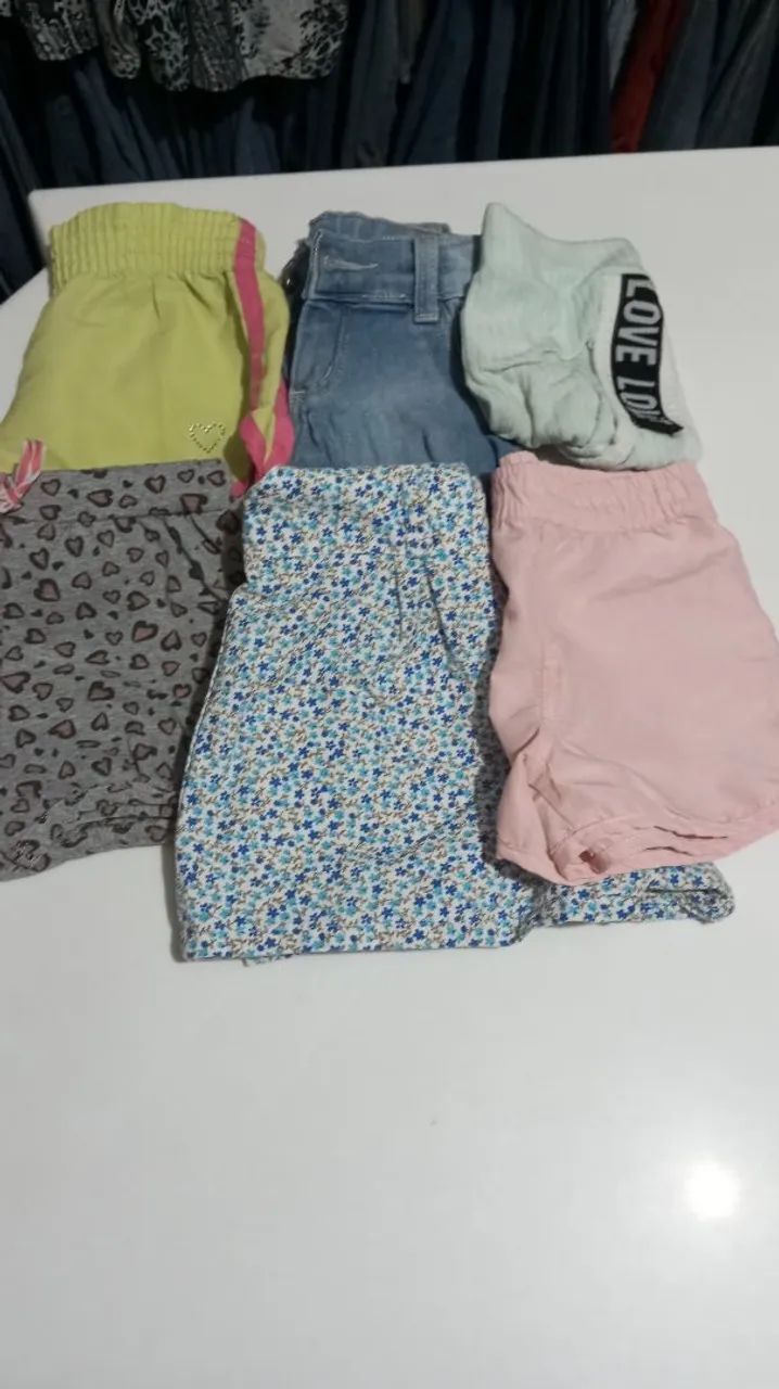 Lote 06 Shorts feminino infantil Tam.02