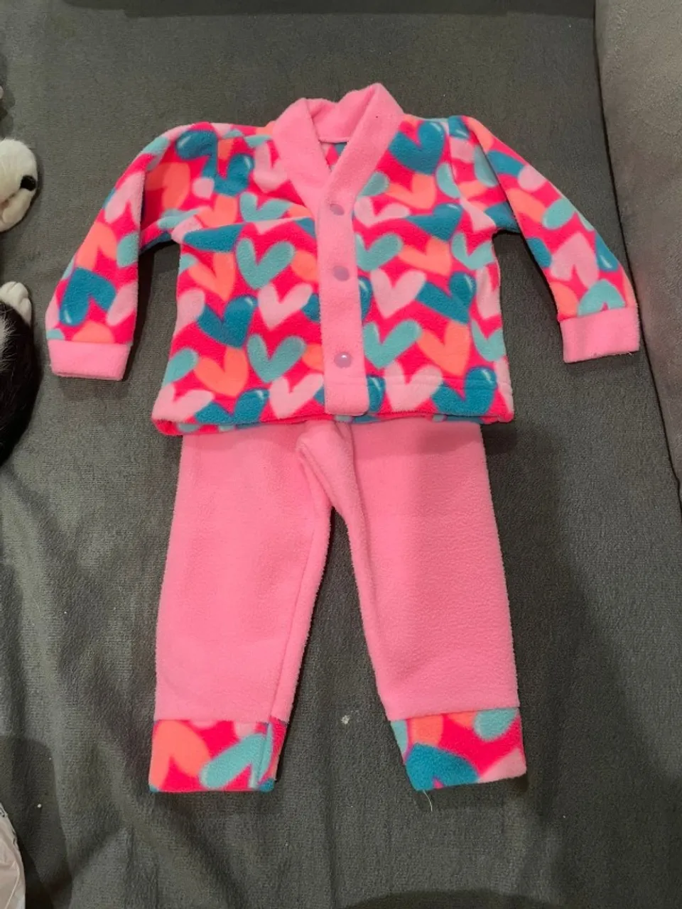 Conjunto de Plush Rosa Corações - 0-3 meses