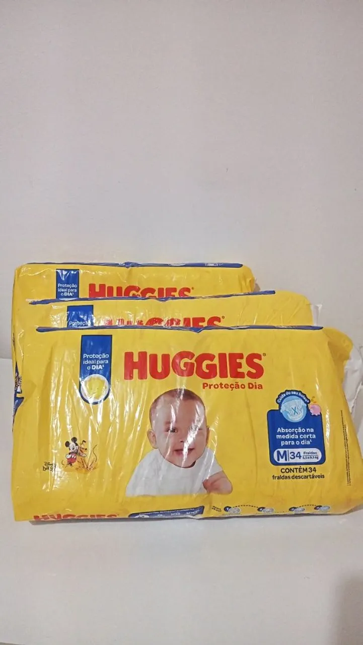 Fraldas Huggies M34 - Proteção Dia - Pacote com 34 unidades