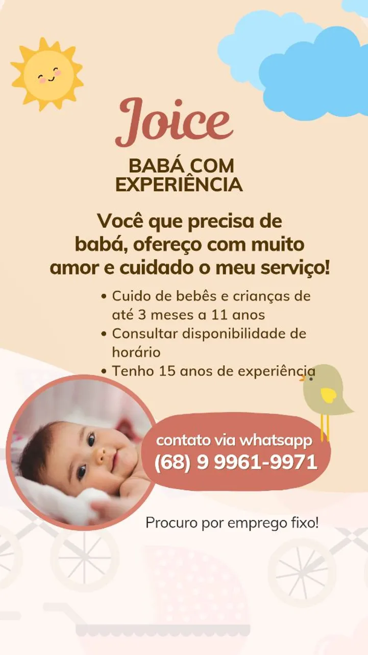 Babá com experiência, faço diária
