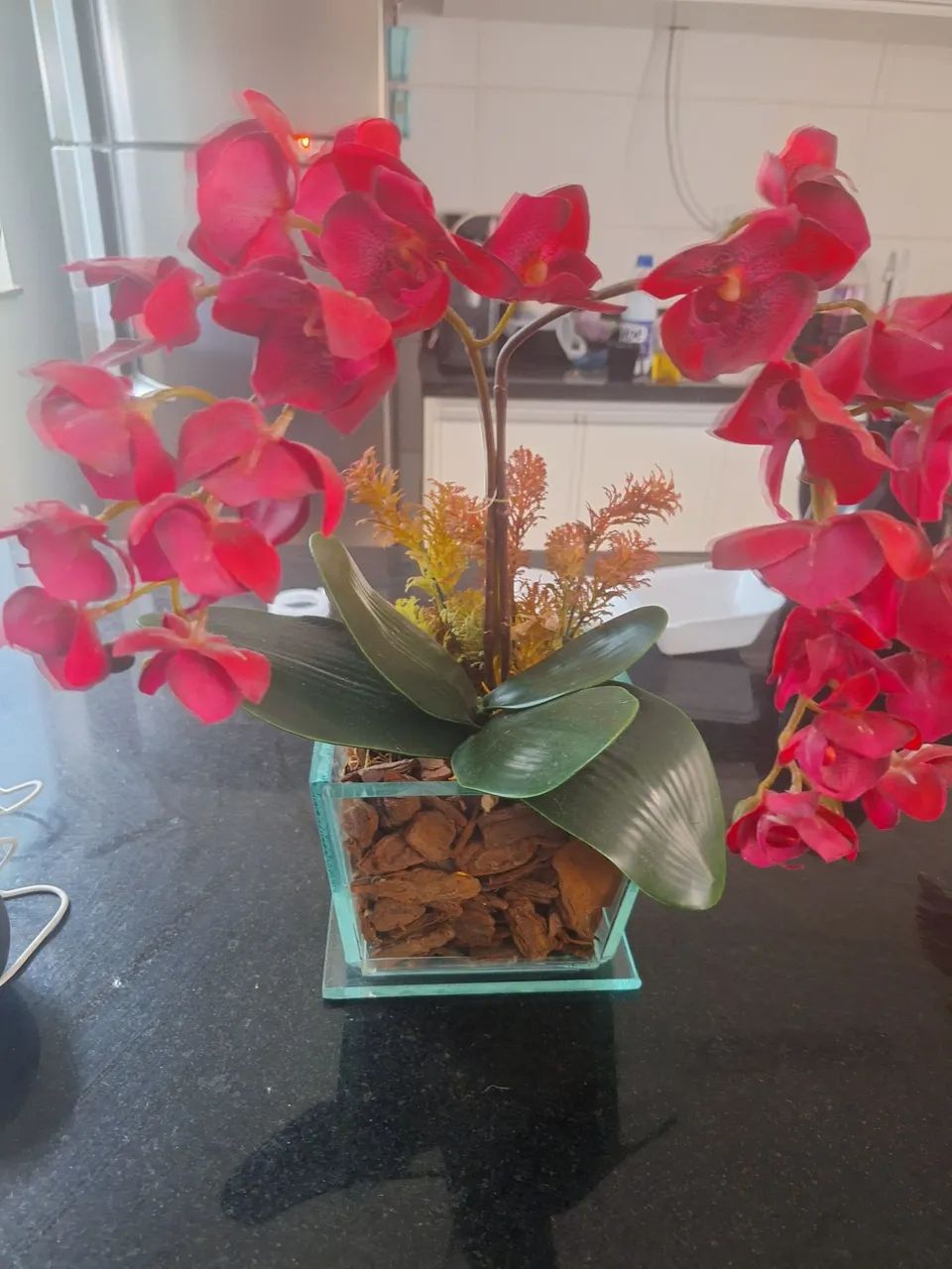  Vaso vidro com arranjo orquídea 