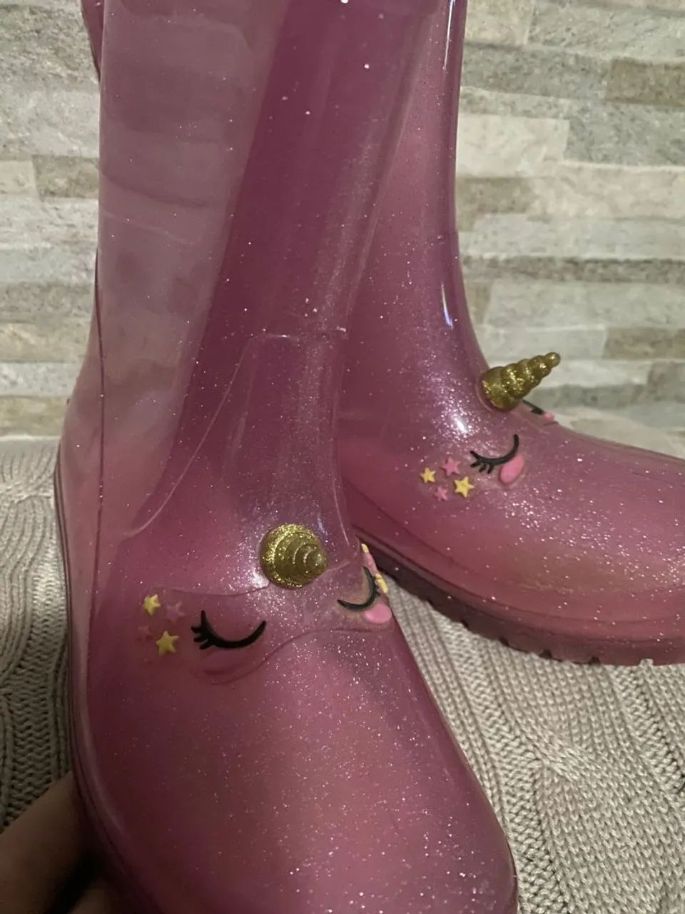Botas galocha de Chuva Unicórnio Glitter Rosa