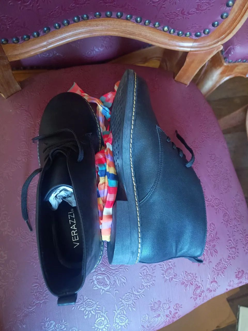 Bota de couro preta - Foto 3